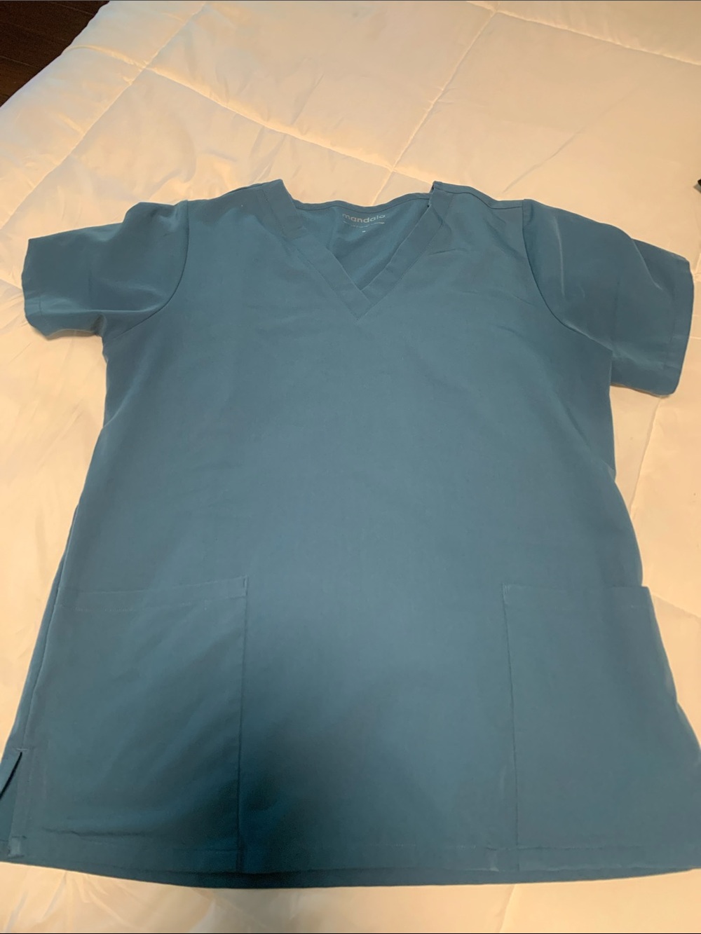 Mandala Women's Teal V-Neck Scrub Top